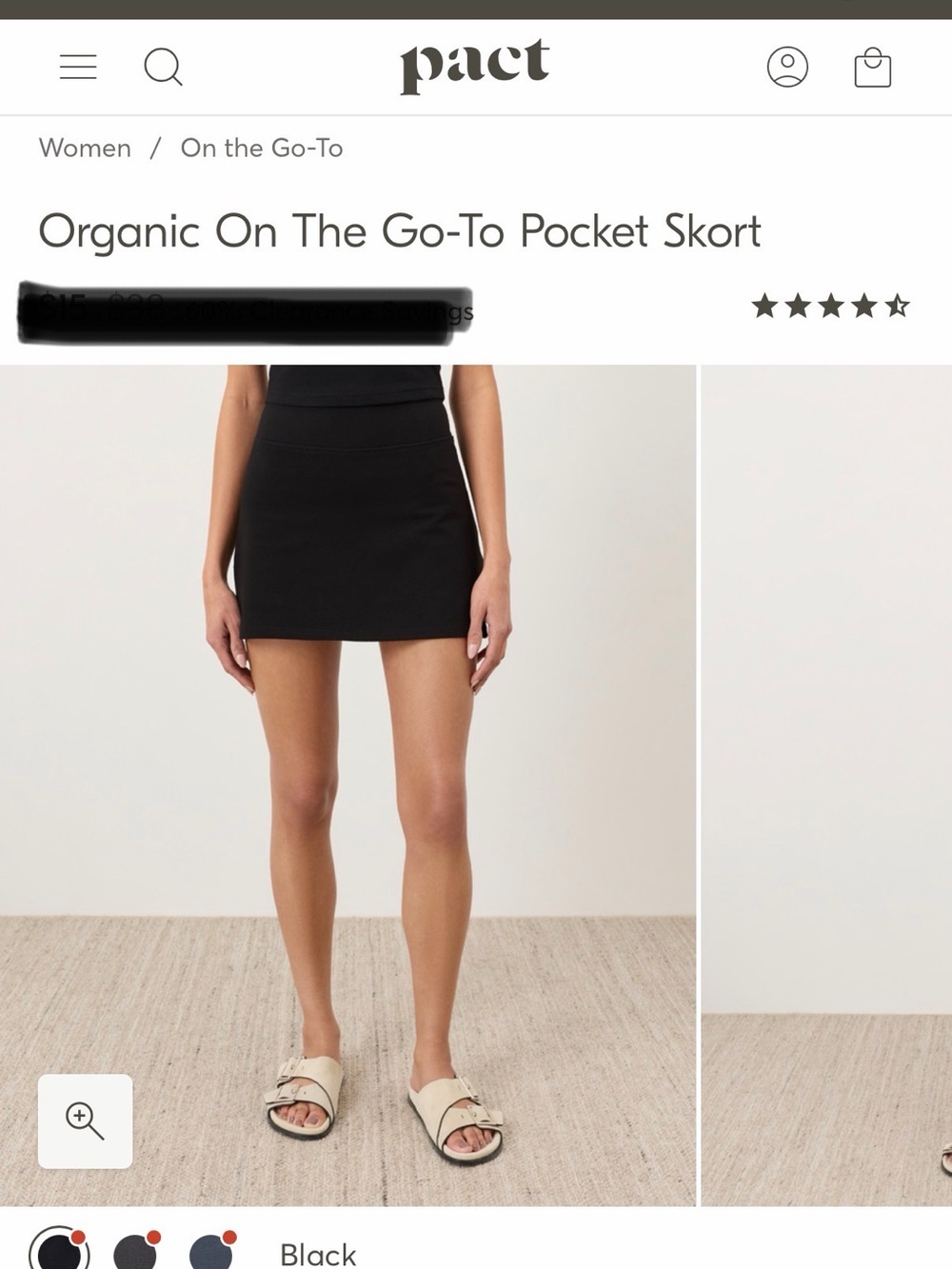 Pact Black Organic On The Go-To Pocket Skort
